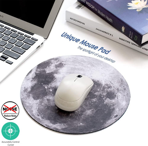 ProElife Round Mouse Pad Gaming Cute Moon Mousepad, 8.66-Inch Non-Slip Rubber Base for Home Office