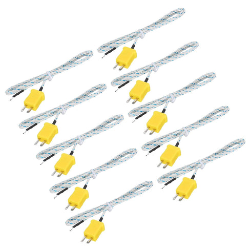 10pcs K Type Thermocouple Mini Connector Temperature Sensor Probes Fiberglass 3.3ft -50 to 400°C (-58 to 752°F) -