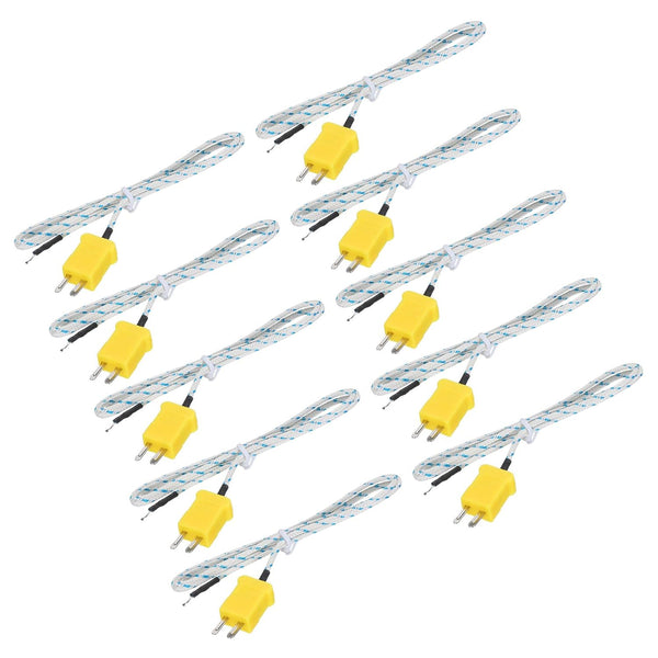 10pcs K Type Thermocouple Mini Connector Temperature Sensor Probes Fiberglass 3.3ft -50 to 400°C (-58 to 752°F) -