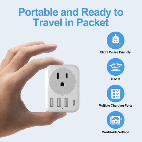 UK Ireland Travel Plug Adapter, RATEA Type G Power Adaptor with 3 USB-A, 1 USB-C Outlet Charger for US to UK
