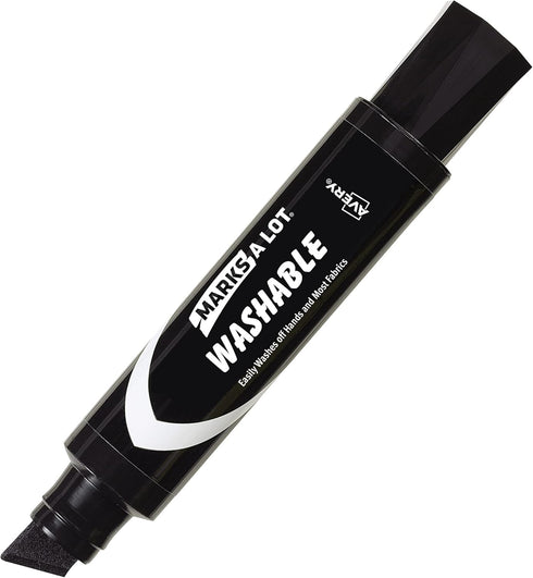 Marks A Lot Jumbo Black Washable Marker, Chisel Tip, 1 per Pack, 4 Packs, 4 Markers Total (24158) by Marks-A-Lot