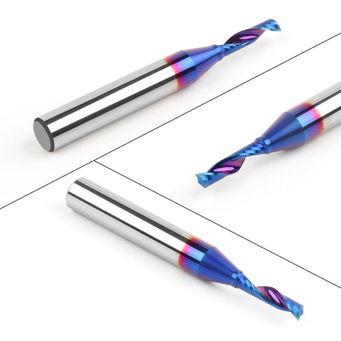Solid Carbide Single Flute End Mill, 1/4” Shank Upcut CNC Spiral Router Bit for Aluminum, Plastic, Acrylic