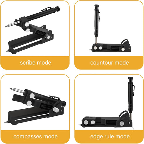 Multi-function Scribing Tool, Aluminum Alloy Carpenter Pencil with Deep Hole Pencil for DIY Woodworking Measuring