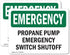 (2 Pack) Propane Pump Switch Shutoff OSHA Emergency Sign, 10 Inch X 7 Inch Weather Resistant Vinyl Decal