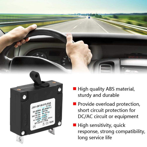 Circuit Breaker, DC/AC Manual ON/Off Toggle Reset Switch, Safety Mini Circuit Breaker 15A 20A 25A 30A