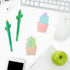 Whaline 12 Pieces Cactus Gel Ink Pens, Cactus Sticky Notes, Neutral Plant Writing Pens, Succulent Note Pad for Home