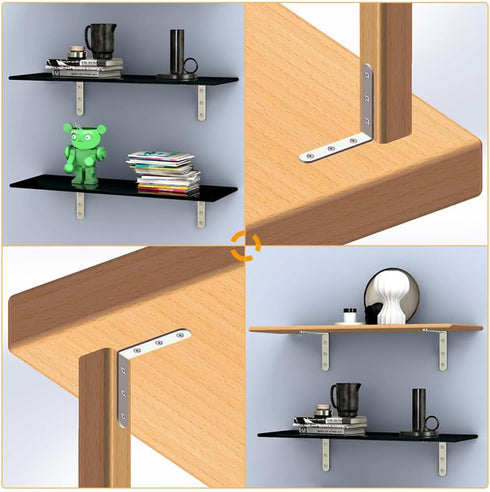 10 4x4 Inch 90 Pcs L Bracket Corner Braces Heavy Duty Stainless Steel Shelf Brackets, Degree Wall Hanging Support Joint