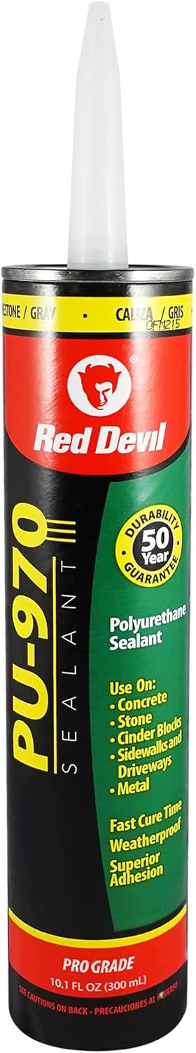 Red Devil 0972 Masonry & Concrete Polyurethane Sealant, 10.1 Oz, Gray - Limestone, 1 Pack