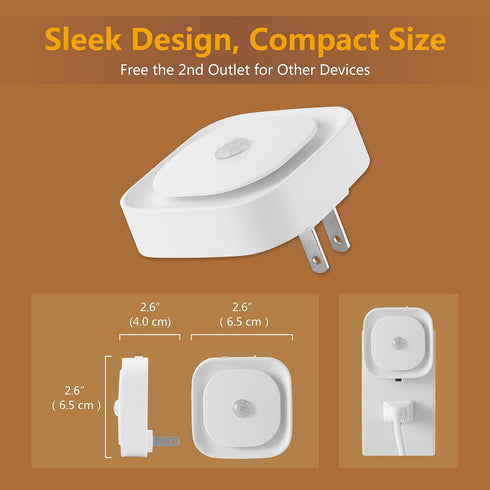 2 Pack Plug in Night Light, Motion Sensor & Dusk to Dawn Sensor, Dimmable Night Lights for Kids