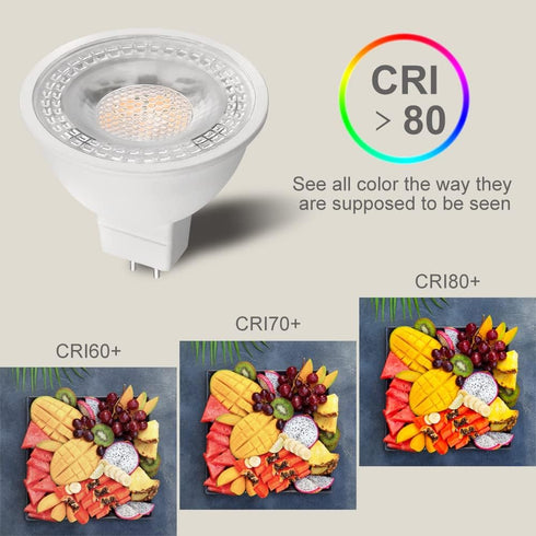 12-Pack FTL MR16 LED Bulb, 5000K Daylight White GU5.3 12V, 50W Halogen Equivalent, 5W Non-Dimmable Spotlight, 40 Degree