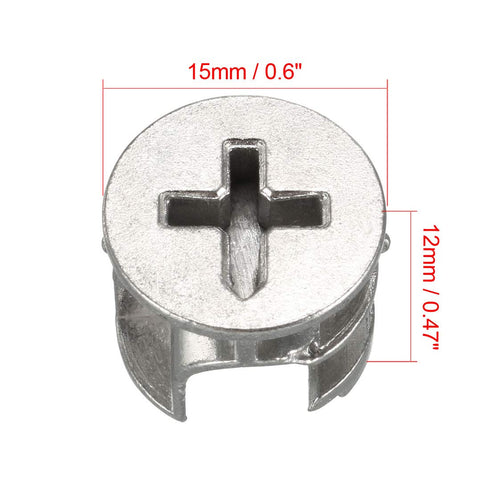uxcell 15 Pcs Furniture Cam Lock Nut Connectors, 15x12mm for Cabinet Drawer Wardrobe Panel Connecting