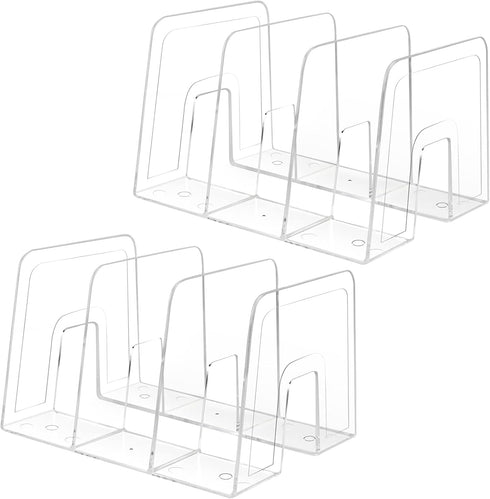 Clear Desktop Book Organizer, Creative Book Stand, Divider Bookshelf for Home School and Office, Pack of 2