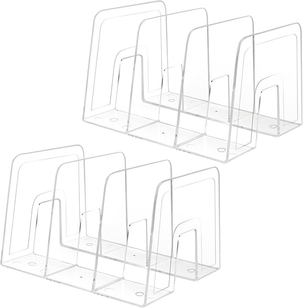 Clear Desktop Book Organizer, Creative Book Stand, Divider Bookshelf for Home School and Office, Pack of 2