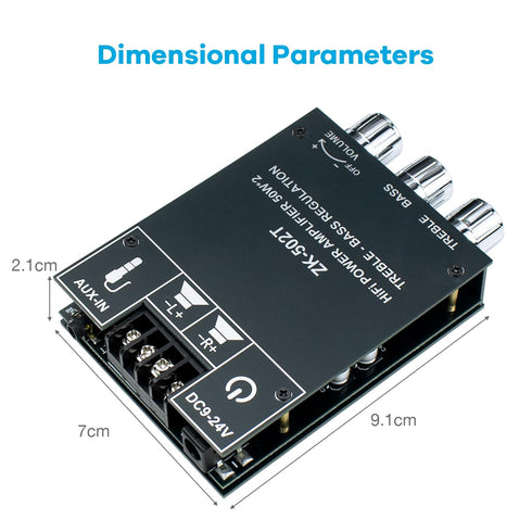ZK-502T 100W 5.0 TPA3116D2 50Wx2, Hosyond Bluetooth Amplifier Board with Treble and Bass Control, Bluetooth AMP Board