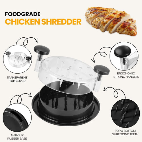 Generic Chicken Shredder Tool Twist BPA-Free Manual Meat Shredder with Clear Lid & Dual Knob Handles Sharp Spike Teeth
