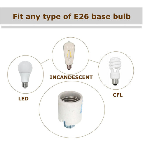 E26 (Pack 1) Keyless Porcelain Socket with Hickey,TWDRTDD Medium Base Keyless Porcelain Lampholder