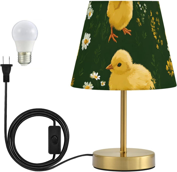 ALAZA Table Lamp for Bedroom Nightstand Chicken Pattern Green Bedside Lamp with