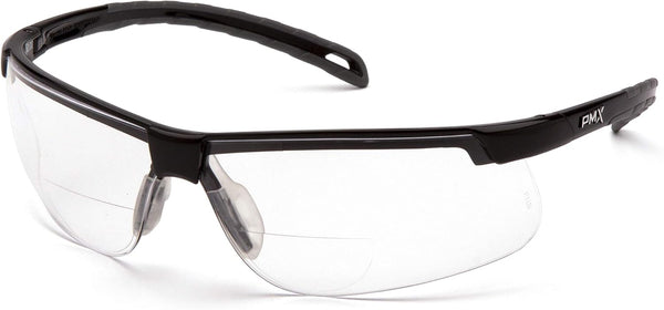 Pyramex Ever-Lite Bifocal Readers, 1.5 Diopter Safety Glasses with Black Frame and Clear Anti-Fog Lens