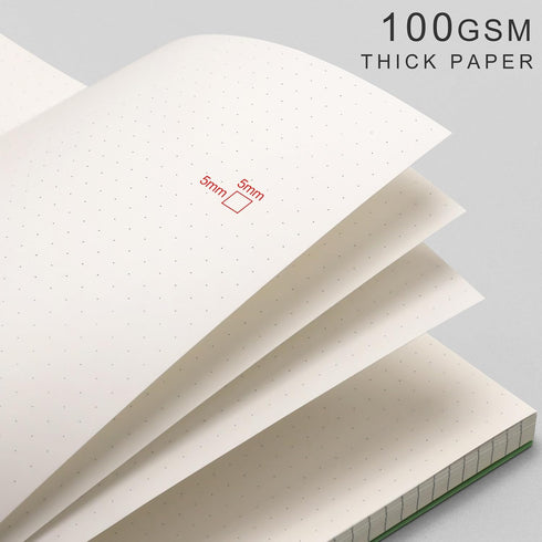 RETTACY Bullet Dotted Journal - A4 Dotted Grid Spiral Notebook, 300 Pages, 100 GSM Premium Acid-Free Paper, Dark Green