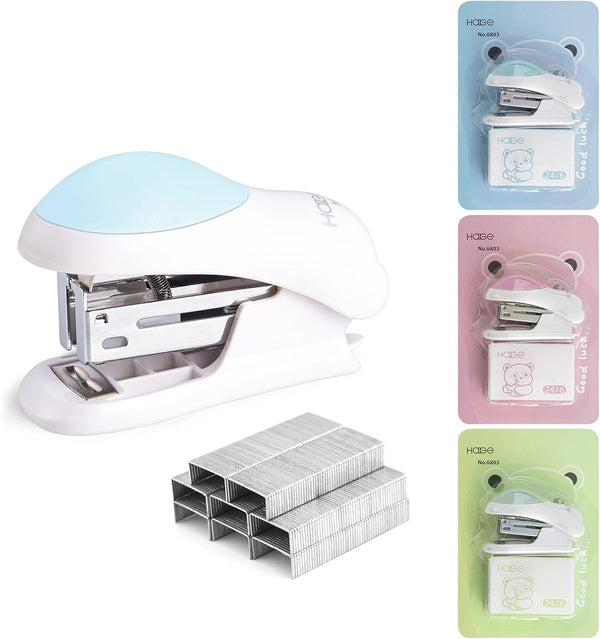 NEBURORA Mini Effortless Desktop Stapler, 400 Standard 26/6 Staples, 2-24 Sheet Capacity, Cute Gift