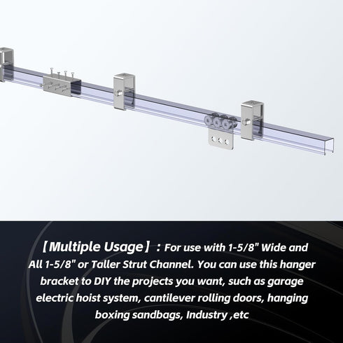 Channel Trolley Track Hanger Bracket for UNISTRUT Strut Channel, 1-5/8 Intermediate Support Hange Bracket for All 1-5/8" Channel Trolley Track,2 Set
