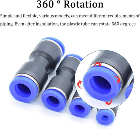 Quick Fitting Set 4mm/6mm/8mm/10mm, Push to Connect Pipe Tube Straight Fittings, Pneumatic Air Line Connector 40Pcs