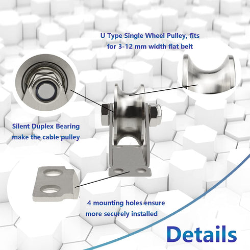 Groove Wheel Pulley, Stainless Steel Super Silent Single Pulley Block for DIY Gym Equipment (1 Pack)