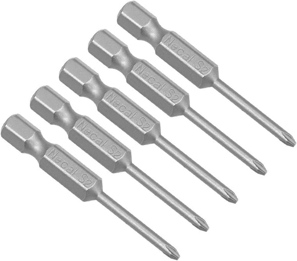 uxcell 5 Pcs 2.5mm PH1 Magnetic Phillips Screwdriver Bits, 1/4 Inch Hex Shank, 2-inch Length