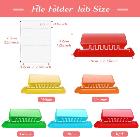 File Folder Tabs, Paxcoo 50 Sets Multicolor Hanging File Folder Tabs and Inserts, Plastic Tabs for Hanging Folders