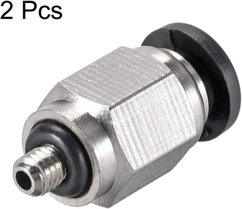 uxcell Straight Pneumatic Push To Quick Connect Fittings M3 Male x 4mm Tube OD, Silver Tone, 2pcs