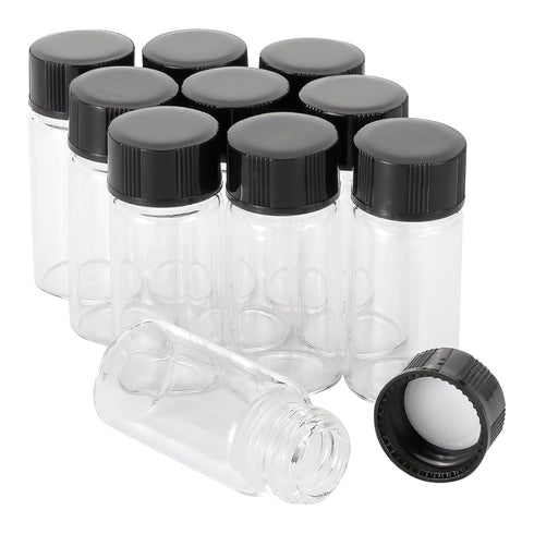 Ellbest 5ml (0.17 Oz) Small Glass Vials, Clear Glass Bottles with Screwcap, Pack of 10 for Liquid Sample Collection