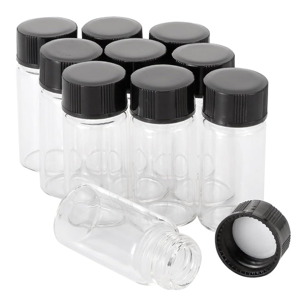 Ellbest 5ml (0.17 Oz) Small Glass Vials, Clear Glass Bottles with Screwcap, Pack of 10 for Liquid Sample Collection
