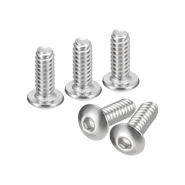 uxcell #6-32x3/8" Button Head Socket Cap Screws, 50pcs 304 Stainless Steel Hex Bolts Fasteners
