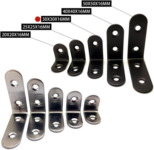 ZHome 303016MM 6Sets Metal L Shape Corner Brace Wall Shelves Hanging Bracket Joint Right Angle Bracket Fastener