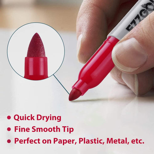 Permanent Markers Bulk, 72 Pack Red Fine Tip Waterproof Markers, Quick Drying Office Supplies