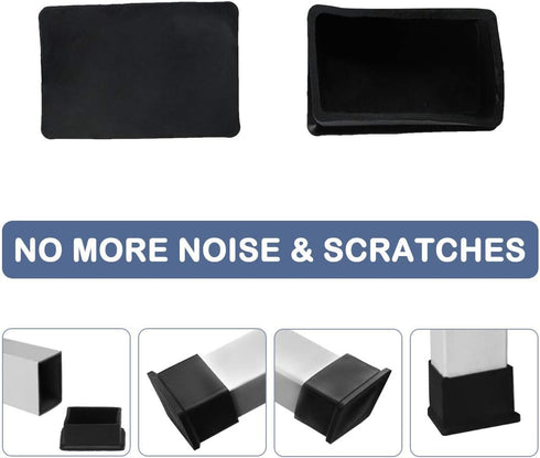 50mm 30mm 4pcs uxcell Rubber Rectangle Chair Leg Caps End Pad Feet Cover Furniture Slider Floor Protector x Black