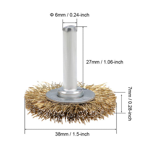 uxcell 1-1/2Inch Wire Wheel Brush Bench Copper Plated Crimped Steel 1/4-Inch Shank 10 Pcs