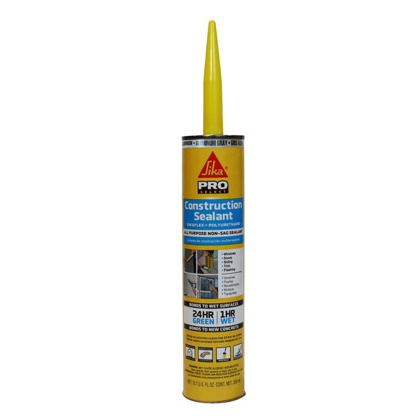 Sikaflex Construction Sealant, Aluminum Gray Paintable Polyurethane for Sealing Joints and Gaps, 10.1 fl. oz