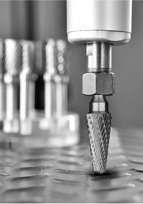 Tungsten Carbide Burr Bits - 1/2" Cutter Head, 1/4" Shaft Double Cut Rotary File Tool for Metal Woodworking