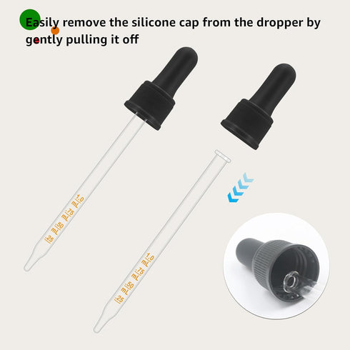 Glass Dropper Pipettes Compatible with SodaStream Bubly Bubbly Drops Flavors (Black, 6Pcs)