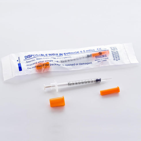 U-100 1/2ml 31ga 0.5cc 31G x 8 mm Lab Disposable Dispensing Supplies, 100Pack