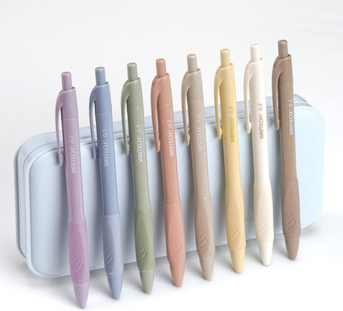 WRITECH 0.5mm Gel Pens with Soft Grip - 8ct Retractable Black Ink Pens for Smooth Writing, No Smear or Smudge