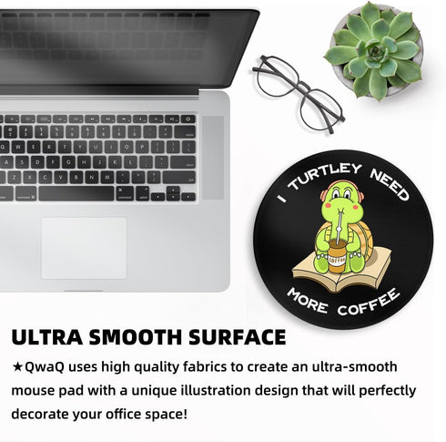 Turtle Mouse Small Pad, Cute Funny Mousepad with Non-Slip Rubber Base, Mini Round Mouse Pads for Desk Accessories Laptop Gaming Office Supplies Decor(8.6 x 8.6 Inch) by QwaQ