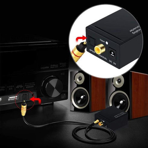 Airlxf Audio Converter, Digital to Analog DAC SPDIF Optical to Analog L/R RCA Converter, Optical to 3.5mm Jack Adapter