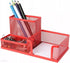 ROSE RED Metal Mesh Desk Organizer, 3 Compartment Pencil Holder for Office Supplies