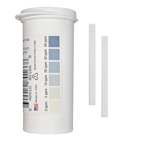 Peracetic Acid Test Strips, 0-50 ppm, Vial of 100 Strips