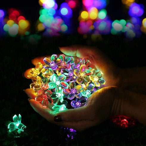 Joomer 50LED 8 Outdoor Solar String Lights, Flower String Lights, Cherry Blossoms String Light Modes Memory Function