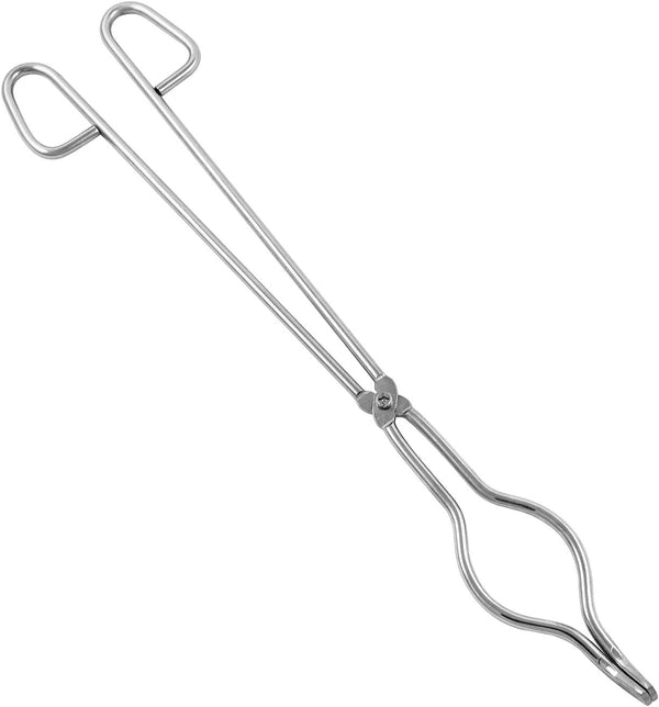 QWORK 16" Stainless Steel Crucible Tongs for Laboratory and Industry