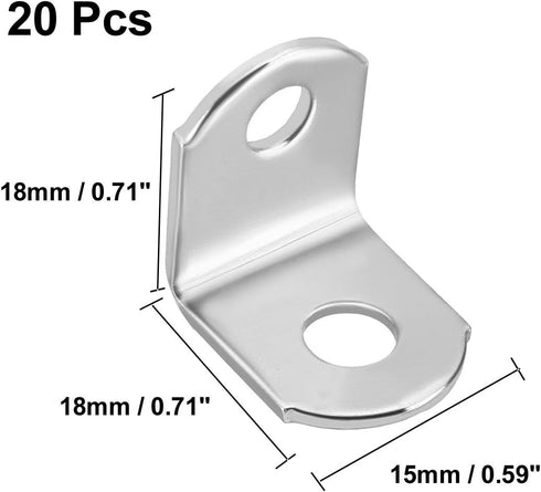 18mmx18mmx15mm, Pack 20 uxcell Stainless Steel Shelves Corner Brace Joint Round End L Shape Angle Corner Fastener