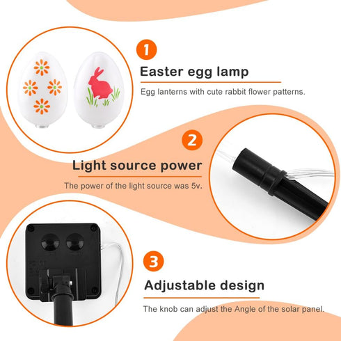 Quivorant 8 IP65 PCS Solar Easter Eggs Stake Lights, Waterproof Multicolor Outdoor Easter Pathway Lights Auto On/Off